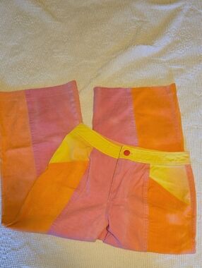 Handmade Colorblock Pink, Orange, Yellow Women’s Jeans